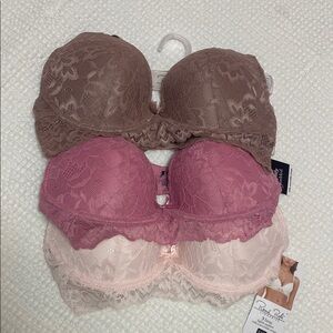 Rene Rofe Lace Bras Set Brown and Pink
